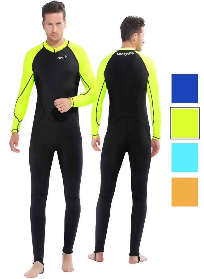 COPOZZ Diving Skin, Men Women Youth Thin Wetsuit Rash Guard- Full Body UV Protection - for Diving Snorkeling Surfing Spearfishing Sport Skin (Black/Green, Large for Men) - Image 1